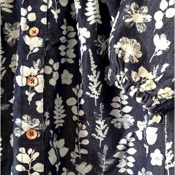 Vince Camuto Girls’ 6X Dress Cotton Denim Leaves Dress Casual Jumper Dress #M - Picture 4 of 6